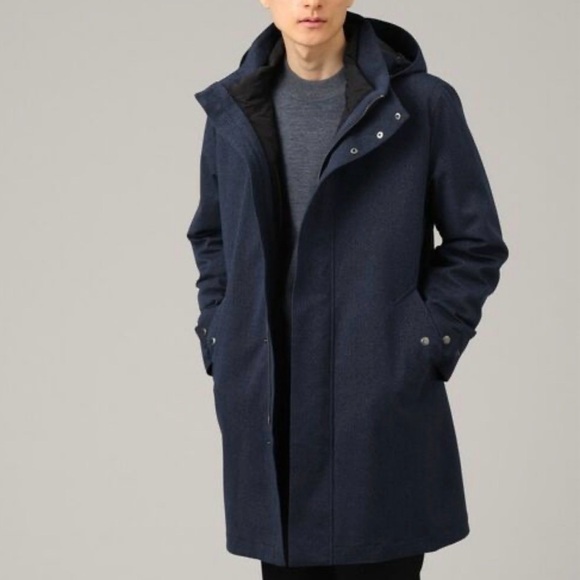 Men's Elegant Navy Trench Coat - Picture 1 of 6